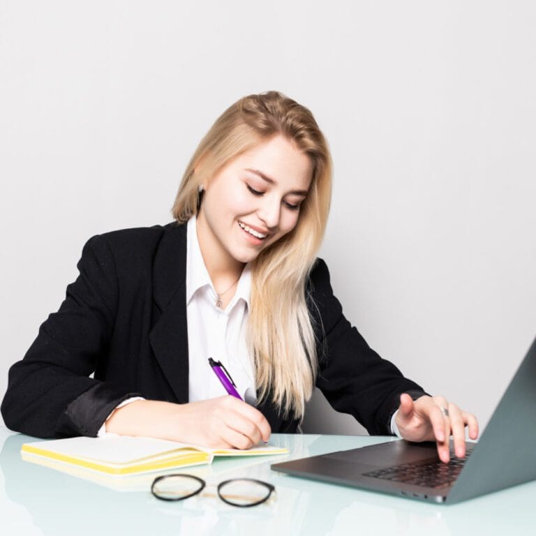 Women Collecting Data from Laptop